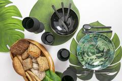 ����� �������� ������������� Leaves 45�38�� LEAVES-Monstera-6set