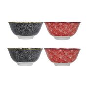 Набор пиал Red and Black Floral 15,5см KCBOWL15PK4RBK