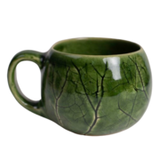 Чашка для чая Флора Лопух Широкая Глазированная Зеленая 200мл F010209121416