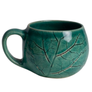 Чашка для чая Флора Лопух Широкая Глазированная Морская волна 200мл F010209121516