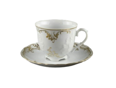 Набор чашек для чая с блюдцами Rococo Золотые вензеля 250мл