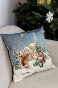 Подушка декоративная с велюром Голубое сияние Белочка 45х45см 4823093451728