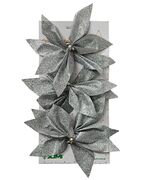 Набор ёлочных украшений Цветок серебристый с блестками 17см 5900410699984