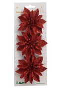 Набір ялинкових прикрас Квітка червона з блискітками 8,5см 5900410223998