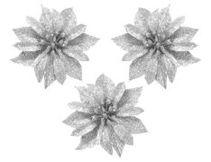 Набор ёлочных украшений Цветок серебристый с блестками 8,5см 5900410223981