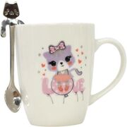 Кружка с ложкой Love 320мл AR3042BS - в интернет-магазине Мир посуды Кружка с ложкой Love 320мл AR3042BS - Мир посуды