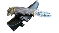 Нож-вилка в кожаном чехле Волка 14см 187-2046