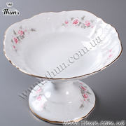 Фруктовница на ножке Bernadotte Бледные розы с золотой каймой 25см