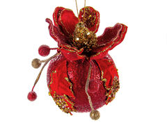 Ёлочная игрушка Новый год Шар с магнолией 9,5см 66-085