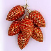 Набор ёлочных игрушек Сосновые шишки оранжевые 7,5см A60366.2