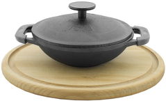 Сковорода WOK порционная эмалированная матовая с крышкой и доской HoReCa 22см 18226ED