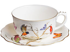 Чашка для чая с блюдцем Золотые птицы 400мл 264-639