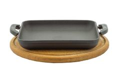 Сковорода порционная эмалированная матовая с доской HoReCa 19х17см 23186ED